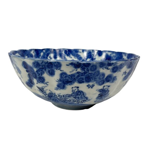 Japanese Century Blue and White Katagami Porcelain Bowl - Picture 4 of 9